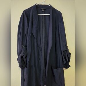 Lane Bryant Navy Open Trench Coat